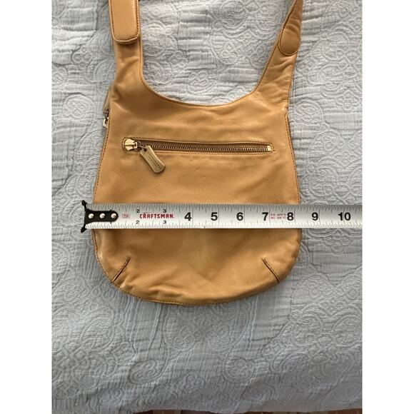 Vintage Donna Karan Purse Handbag Leather Butterscotch Tan Zipper Slim 90s Y2K - Picture 3 of 8